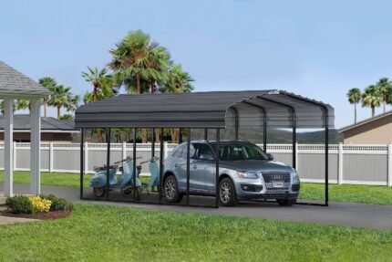 Arrow Carport, 12 ft. x 24ft. x 9ft. Charcoal 12′ x 24′ x 9′